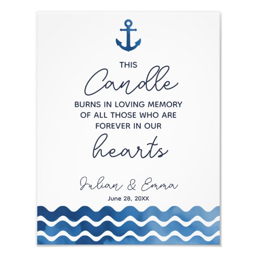 kaarsen brandt een trouwbord, liefhebbende huwelij foto afdruk (Voorkant)