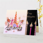 Kaarsen eenhoorn gezicht taart Verjaardag Kaart (Gele Bloem)