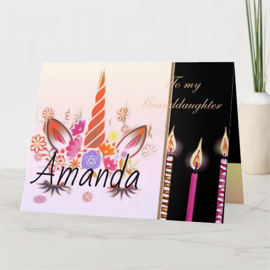 Kaarsen eenhoorn gezicht taart Verjaardag Kaart (Voorkant)