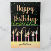 Kaarsen eenhoorn gezicht taart Verjaardag Kaart (Binnen)