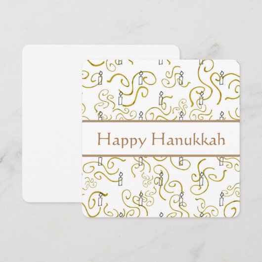Kaarsen en gouden wervelingen Chanoeka Kaart (Voorkant / Achterkant)