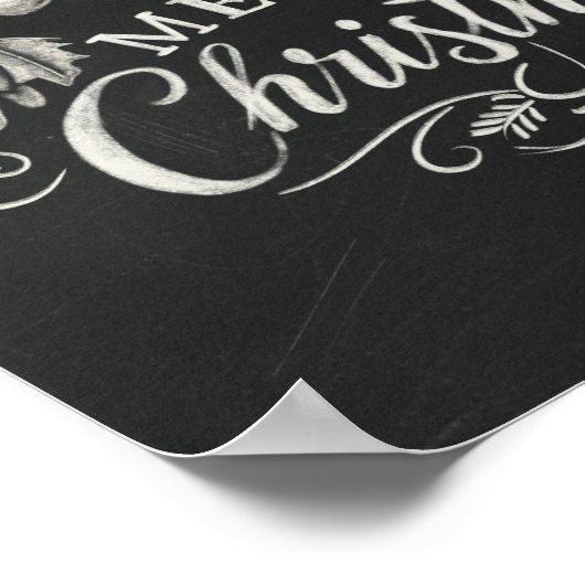 Kaarsen en Holly Chalkboard Vrolijk Kerstfeest Poster (Hoek)