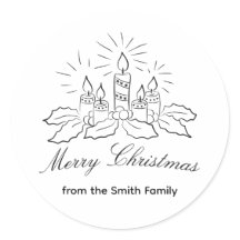 Kaarsen en Holly Script Kerst sticker