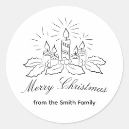 Kaarsen en Holly Script Kerst sticker