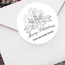 Kaarsen en hulst script Kerst sticker