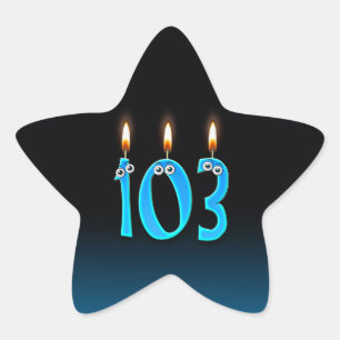 Kaarsen en Oogbollen voor 103e Verjaardag Ster Sticker