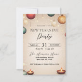 Kaarsen en Ornamenten beige oudejaarsfeest Kaart (Voorkant)