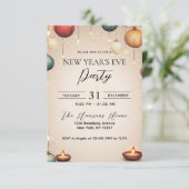 Kaarsen en Ornamenten beige oudejaarsfeest Kaart (Staand voorkant)