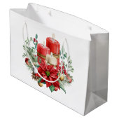 Kaarsen en Poinsettia Boeket Kerstmis Groot Cadeauzakje (Achterkant Gekanteld)