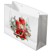 Kaarsen en Poinsettia Boeket Kerstmis Groot Cadeauzakje (Voorkant Gekanteld)
