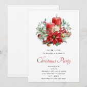  kaarsen en Poinsettia Boeket Kerstmis Kaart (Voorkant / Achterkant)