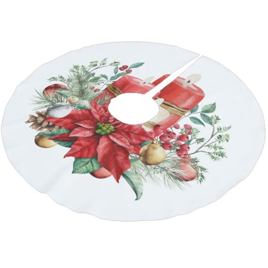 Kaarsen en Poinsettia Boeket Kerstmis Kerstboom Rok (Gekanteld)