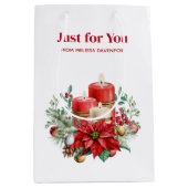 Kaarsen en Poinsettia Boeket Kerstmis Medium Cadeauzakje (Voorkant)