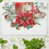 Kaarsen en Poinsettia Boeket Kerstmis Theedoek (Gevouwen)
