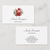 Kaarsen en Poinsettia Boeket Kerstmis Visitekaartje (Voorkant / Achterkant)