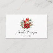 Kaarsen en Poinsettia Boeket Kerstmis Visitekaartje (Voorkant)