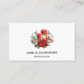  kaarsen en Poinsettia Boeket Kerstmis Visitekaartje (Voorkant)