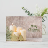 Kaarsen en sinaasappelen met kerstmis feestdagenkaart (Staand voorkant)