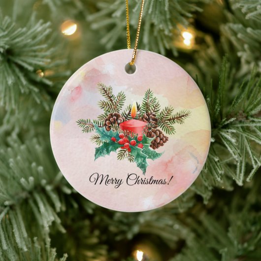 Kaarsen en waterverf-mazelen keramisch ornament (Boom)