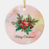 Kaarsen en waterverf-mazelen keramisch ornament (Voorkant)