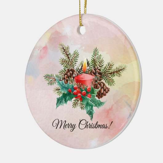 Kaarsen en waterverf-mazelen keramisch ornament (Links)