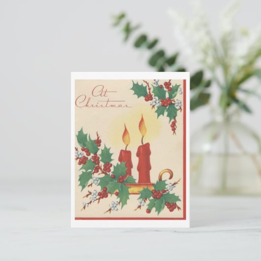  kaarsen en witte kerstkaart feestdagenkaart (Staand voorkant)