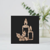 Kaarsen Holly Modern Black en Gold Kerstmis Feestdagenkaart (Staand voorkant)
