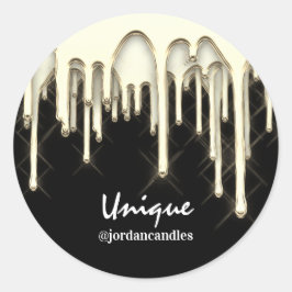 Kaarsen Kleine busIness Naam Faux Gold Black Ronde Sticker