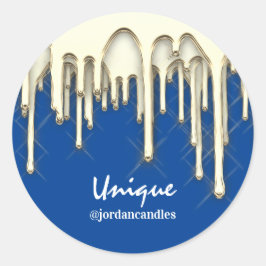 Kaarsen Kleine busIness Naam Faux Gold Blue Ronde Sticker