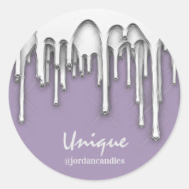 Kaarsen Kleine BusIness Naam Zilver Grijs Paars Ronde Sticker