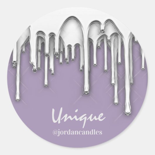 Kaarsen Kleine BusIness Naam Zilver Grijs Paars Ronde Sticker (Voorkant)
