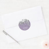 Kaarsen Kleine BusIness Naam Zilver Grijs Paars Ronde Sticker (Envelop)