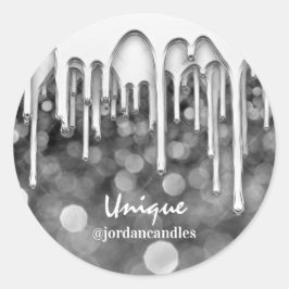 Kaarsen Kleine busIness Name Silver Grey Drivers Ronde Sticker