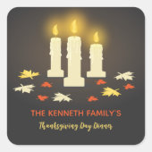 Kaarsen kleurrijke bladeren Thanksgiving Vierkante Sticker (Voorkant)