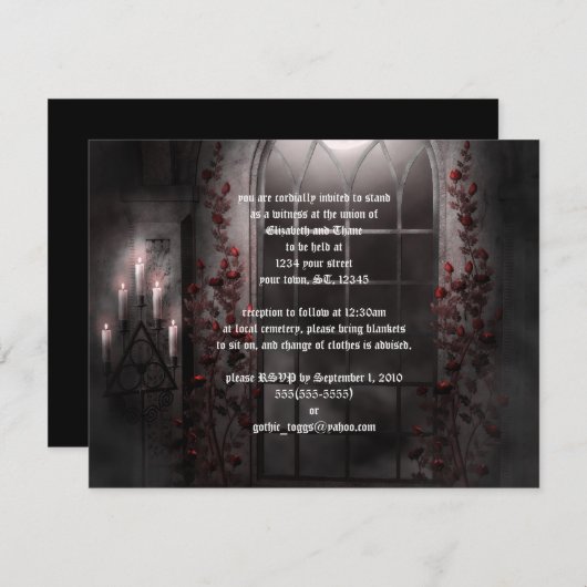 Kaarsen Lichte Rozen Gothic Weddenschap Kaart (Voorkant / Achterkant)