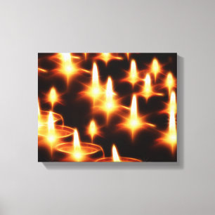 Kaarsen Lichten avond Donkere Nacht Vrolijk Kerstf Canvas Afdruk