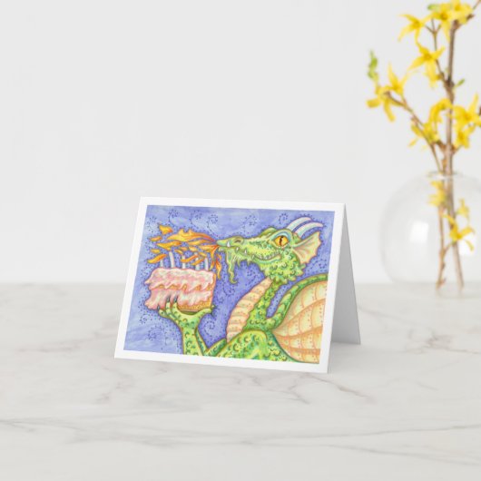 KAARSEN MET VURM SPUWENDE DRAAK VERJAARDAGSKAARSEN KAART (Gele Bloem)