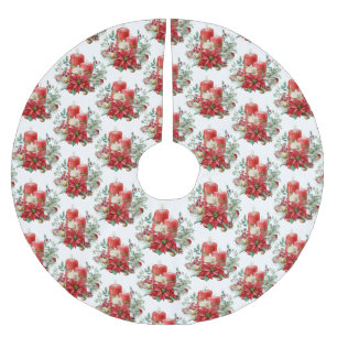 Kaarsen middenstuk met kerstster bloempatroon kerstboom rok