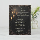 Kaarsen op Black Halloween Party Kaart (Staand voorkant)