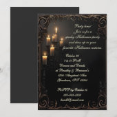 Kaarsen op Black Halloween Party Kaart (Voorkant / Achterkant)