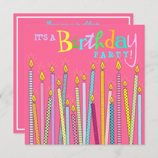 Kaarsen op de uitnodiging van de partij van de Het (Voorkant / Achterkant)