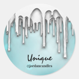 Kaarsen Small BusIness Name Silver Blue.Drivers Ronde Sticker