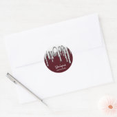 Kaarsen Small BusIness Name Silver Gray Burgundy Ronde Sticker (Envelop)