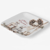 Kaarsen Sneeuwden Pine Cones Kerstmis Papieren Bordje (Gebogen)