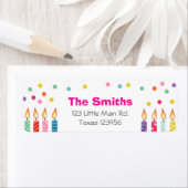 Kaarsen Verjaardag Confetti Terug Adres label (Insitu)