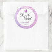 Kaarsen Verpakking Roze Ombre Glitter Vlinder Ronde Sticker (Tas)