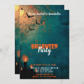 Kaarsen Volle Maan Vleermuizen Halloween Party Kaart (Voorkant / Achterkant)