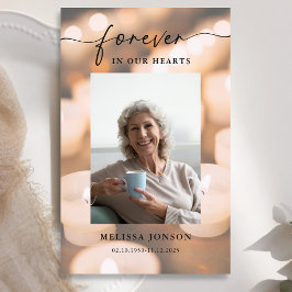 Kaarsen voor altijd in onze harten Memorial Prayer Visitekaartje