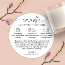 Kaarsen Waarschuwing Etiket Modern script zwart wi