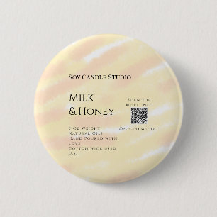 Kaarsenbedrijf van melk honing soja voeg q r code  ronde button 5,7 cm